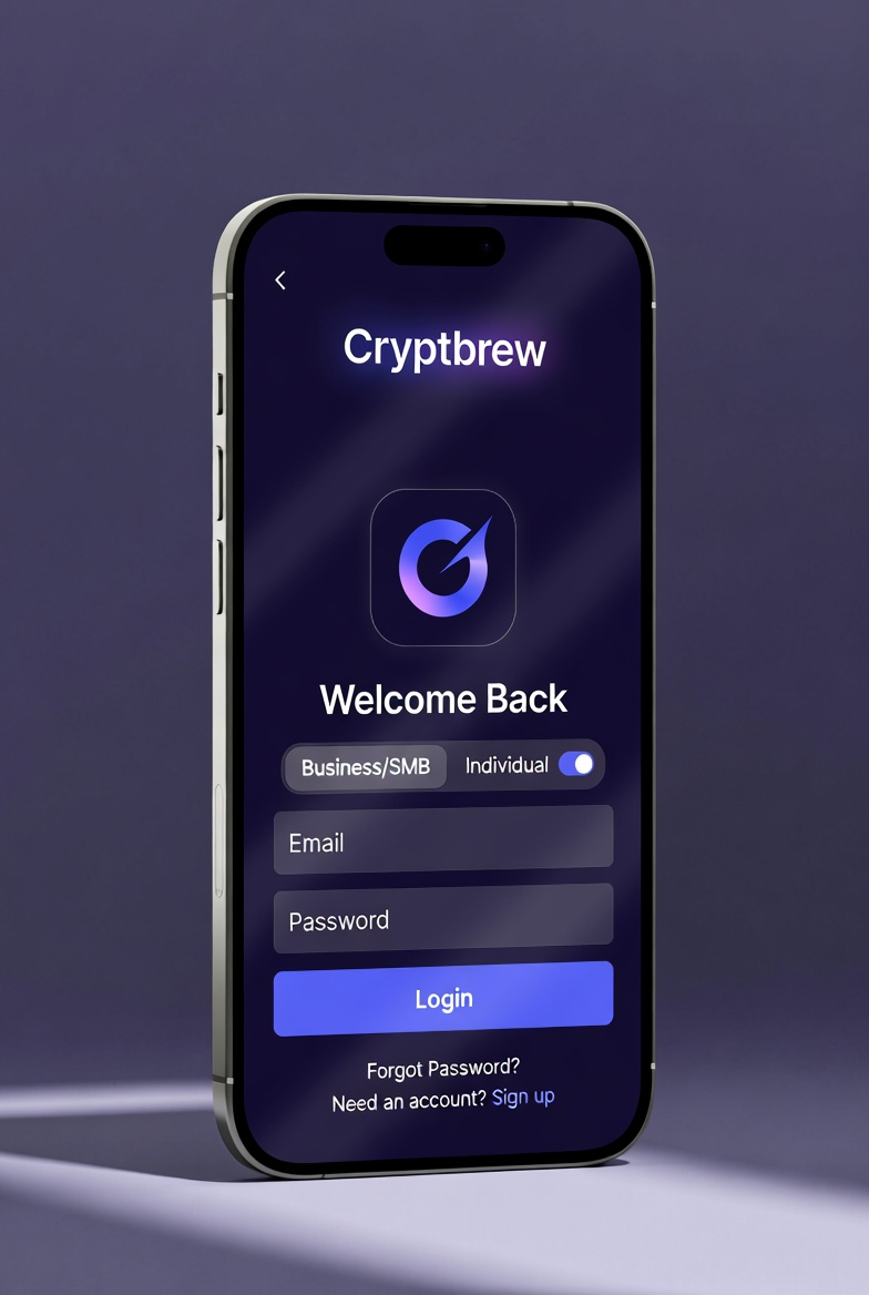 Cryptbrew App Login Screen
